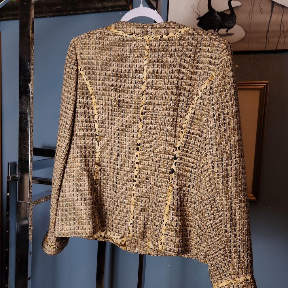 ๐ผ Jones New York Tweed Zip Jacket Animal Print 14 ๐ - Picture 6 of 6